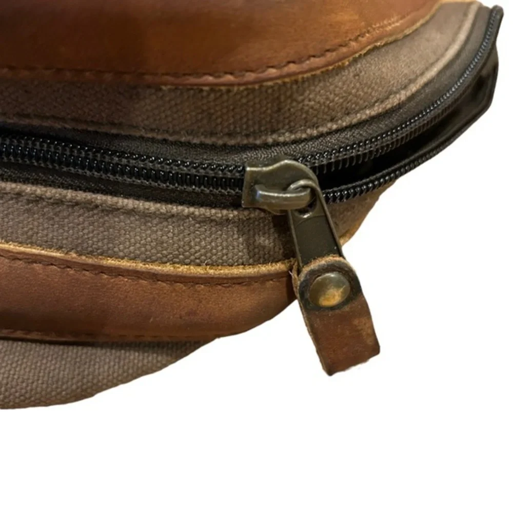 Vintage HIGH SIERRA Mens Brown Green Canvas Leather Flight Large Duffel‎ Bag